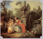 Nicolas Lancret Lady Gentleman with two Girls and Servant oil painting artist